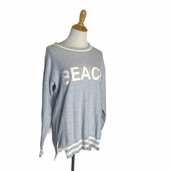 Caryn Vallone Blue/White “Beach” Fringe Sweater XS - Picture 4 of 16